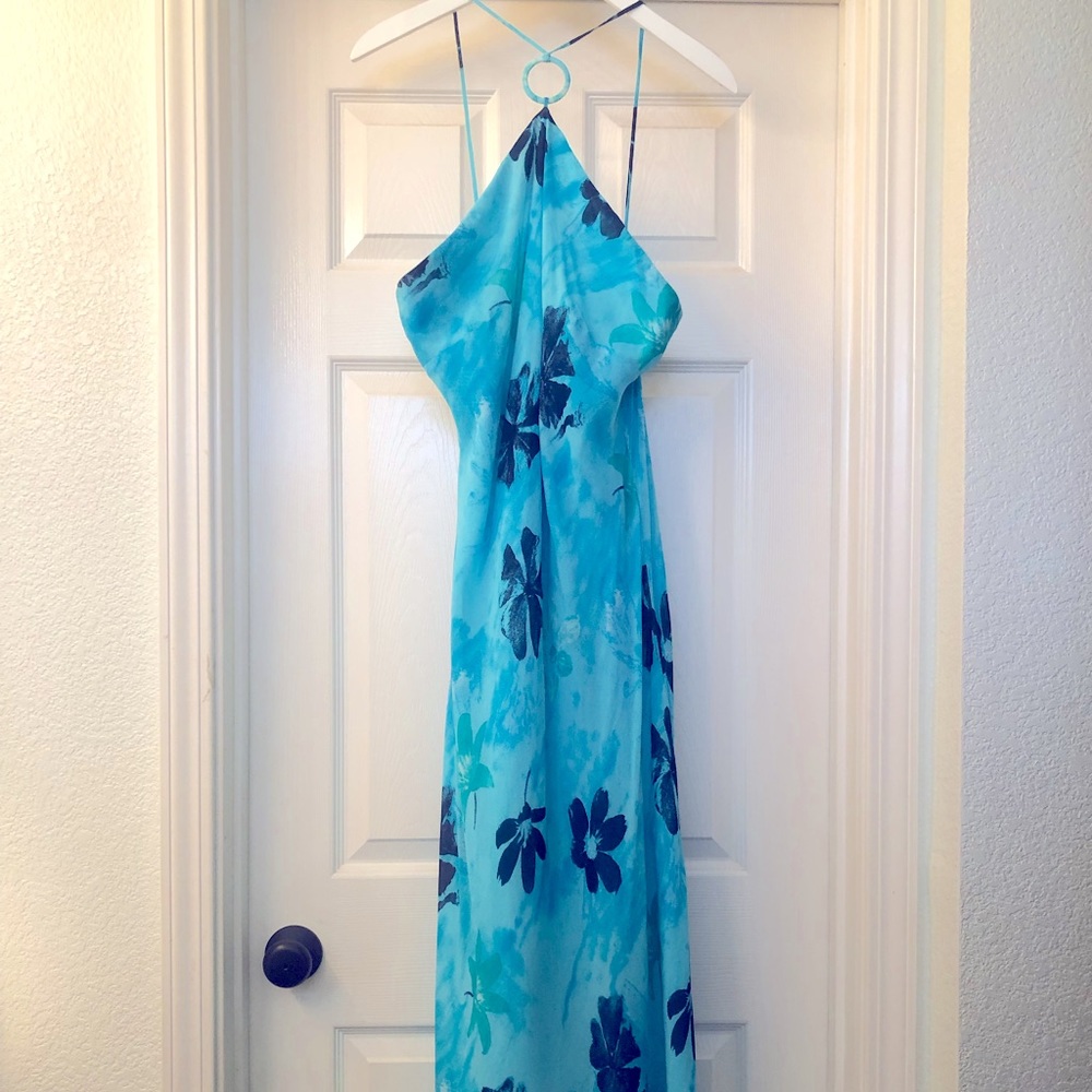 Bright blue floral dress